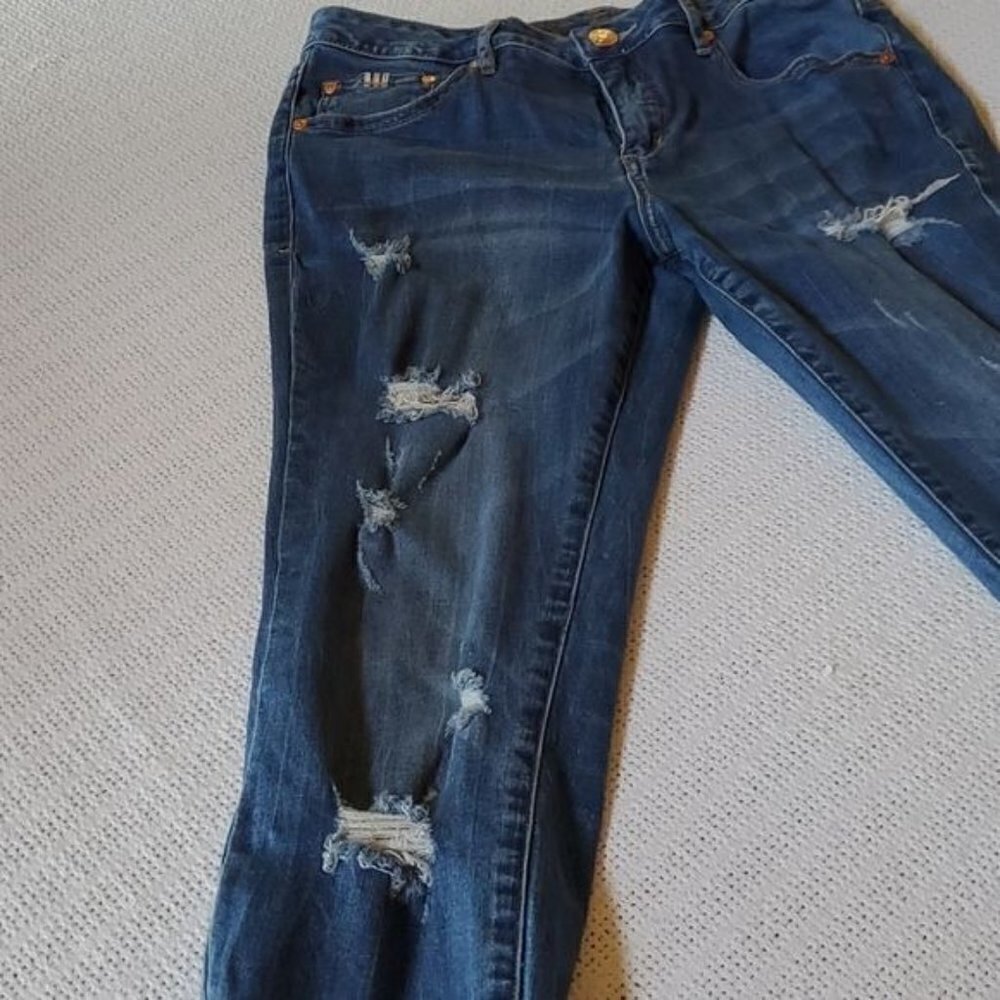 Jag Jeans Western Wear Embroidered Distressed Mid Rise Blue Sz 12 Jeans w Pocket - Picture 2 of 12